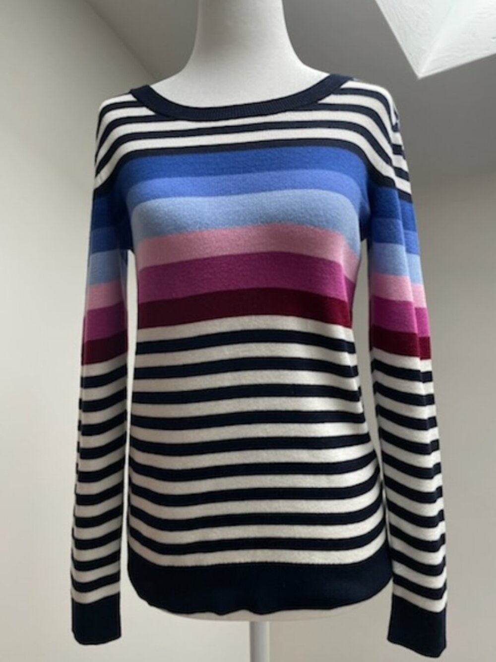 Talbots Long Sleeve Striped Cotton Blend Sweater (XS)